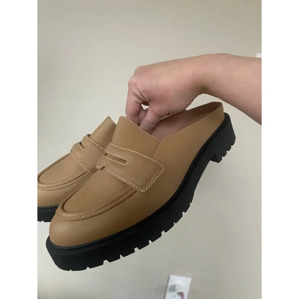 Perfect Condition WYDR Slip On Tan Leather Mules Loafers “Alex” Lug Mules Sz 10